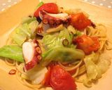 タコとキャベツとトマトのピリ辛パスタ作り方6写真