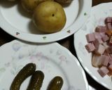 定番ポテトサラダ　ベーコンとピクルス作り方1写真