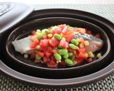 夏野菜アレンジ！鮭の枝豆チーズ蒸し作り方2写真
