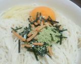 お茶漬けのもとで♡冷たい釜玉そうめん作り方3写真