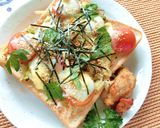 紫蘇香る❀トマト×セロリ葉の和トースト作り方6写真