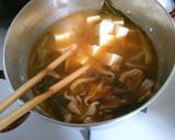 チンゲン菜と　豆腐の　ピリ辛味噌煮込み♪作り方5写真