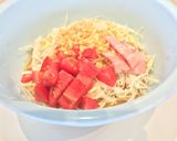 トマトとチーズのもんじゃ焼き作り方2写真