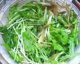 水菜&みょうが&鶏ハムの青じそサラダ♪作り方4写真
