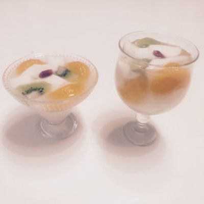 もちもち杏仁豆腐〜梅の花風〜嶺岡豆腐 by fukufuku 【クックパッド