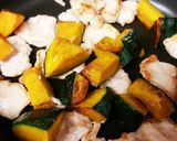 かぼちゃとむね肉の甘酢味噌焼き作り方6写真