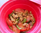 レンジで楽チン♪焼き肉風！トマトの肉炒め作り方4写真