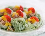 夏野菜とツナで緑のネバとろそうめん作り方4写真