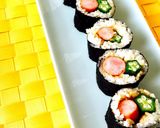 ☆お弁当おもてなしにオクラウィンナー細巻作り方10写真