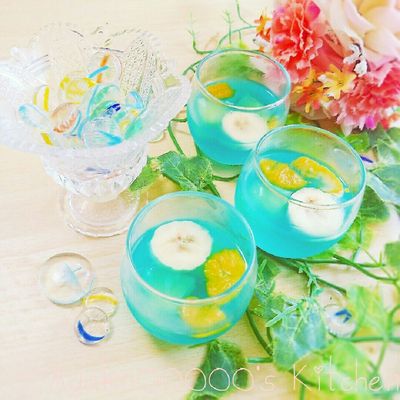 夢色パティシエール　カード　ブルーハワイのスターゼリー　フルーツトッピング 夢色パティシエール カード ブルーハワイのスターゼリー
