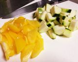 ササミと夏野菜のスイートチリマヨネーズ作り方1写真