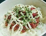 マヨ山葵ニューコンミート(コンビーフ)丼作り方3写真