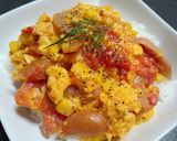 お手軽！！ トマトとウインナーの卵とじ丼作り方5写真