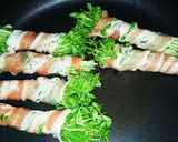 簡単!!　豚バラの豆苗クルクル巻き作り方2写真
