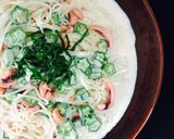 イカ明太とオクラのクリーム素麺❤️作り方3写真