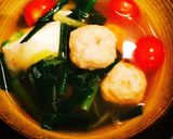 ニラと鶏団子の旨辛☆ラー油スープ作り方6写真