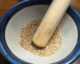 かぼちゃとひき肉のゴマ味噌炒め作り方3写真