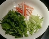 フライパン使わず簡単水菜蟹かまスパゲティ作り方1写真