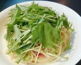 フライパン使わず簡単水菜蟹かまスパゲティ作り方4写真