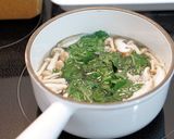 ❀モロヘイヤ＆茸のかき玉味噌汁❀作り方4写真