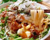温玉&焼肉乗っけスタミナ冷やしうどん♡作り方5写真