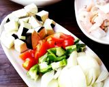 夏野菜とシーフードのチリソース炒め作り方1写真