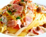 ベーコンとしめじのクリームパスタ　作り方14写真