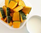 簡単レンジ 材料3つ☆かぼちゃのミルク煮作り方1写真