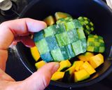 格子柄のかぼちゃの煮物作り方1写真
