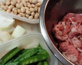 絹さやと大豆の♪豚肉さっぱり炒め作り方1写真