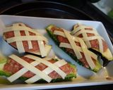 茄子とゴーヤのハンバーグ詰め作り方3写真