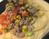 ☆トマトに枝豆！夏野菜の豆乳スープパスタ作り方9写真