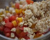 野菜とチーズのシンプルサラダごはん作り方2写真