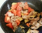 なすトマト豚肉のオイスター炒め作り方5写真