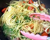 缶詰で簡単!!さばのジェノベーゼ風パスタ作り方3写真