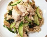 茹で鶏と搾菜の和えそば作り方3写真