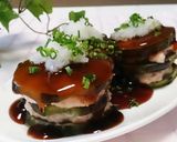 茄子と海老のミルフィーユ甘酢あんかけ作り方8写真