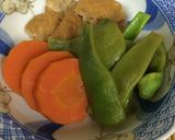 朝食おかず モロッコ隠元と人参揚げの煮物作り方3写真