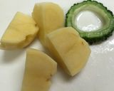 可愛いポテトサラダ♡ゴーヤでライオン君★作り方1写真