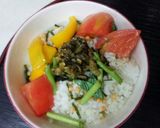 血管ダイエット食466（夏野菜茶漬け）作り方1写真