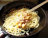 ツナコーン＆キノコの和風醤油スパ作り方2写真