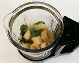 水菜とバナナと白桃のミックスジュース作り方2写真