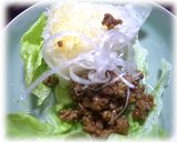 簡単☆肉味噌と白髪ネギのレタス包み作り方10写真
