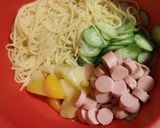 フルーツ缶とコーン缶でスパゲッティサラダ作り方3写真