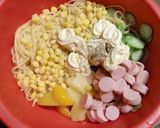 フルーツ缶とコーン缶でスパゲッティサラダ作り方4写真