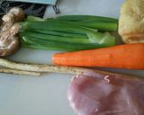 鶏と季節野菜、青ネギの炊き込みご飯作り方1写真