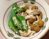 鶏ささみとオクラ・なめこの和え物作り方5写真