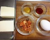 キムチ温玉のせ温やっこ☆糖質制限おつまみ作り方1写真