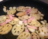 れんこんとニンニクのアヒージョ風炒め♪作り方1写真