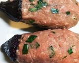 丸ごとナスの肉詰めチーズ焼きラーポンがけ作り方2写真